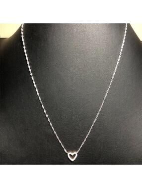 B2484 Heart Pendant Necklace Sterling Silver IBB 925 Pave CZ dainty 18"